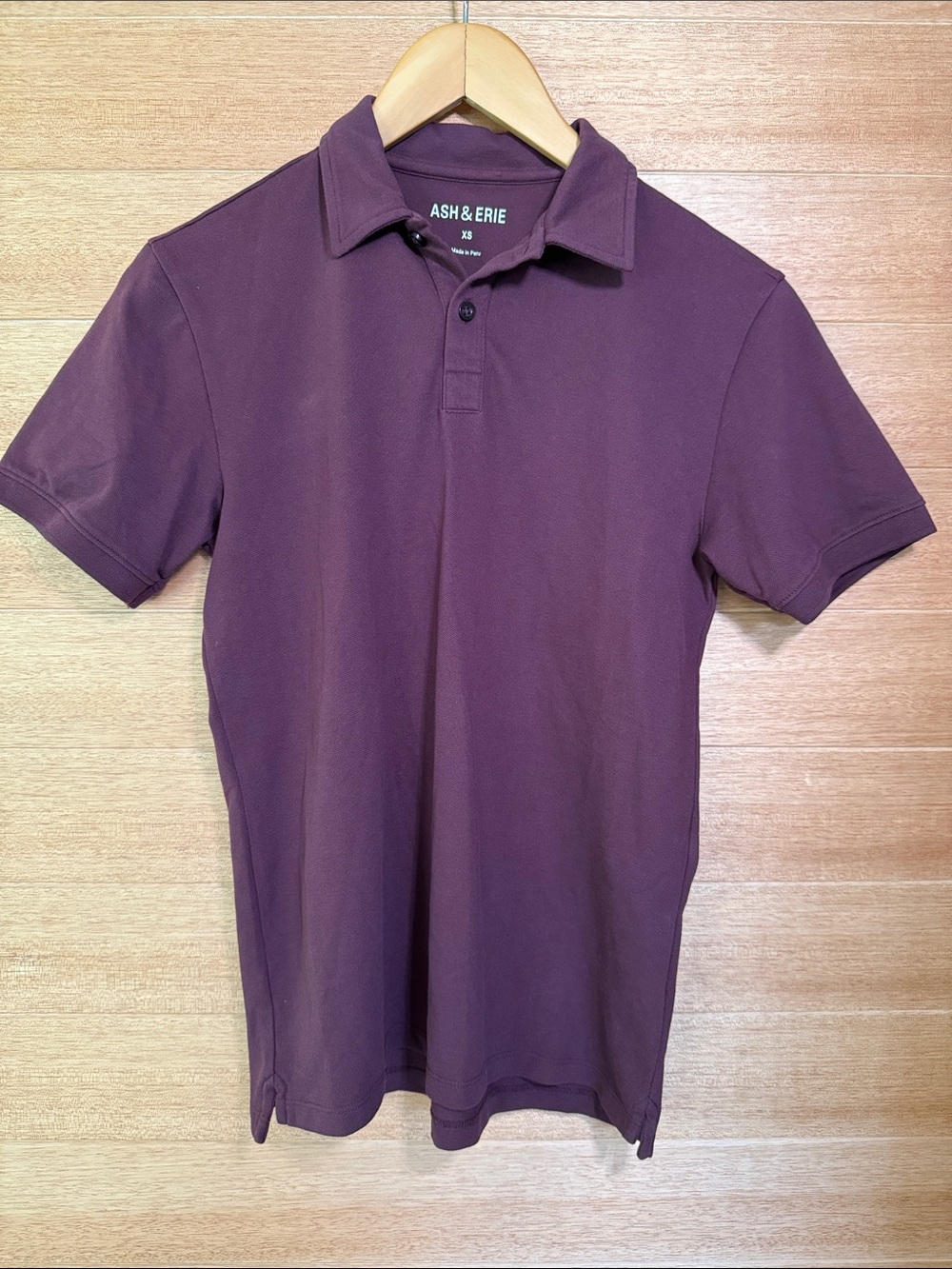 ASH & ERIE Men's Short-Sleeve Polo in Burgundy - Size XS